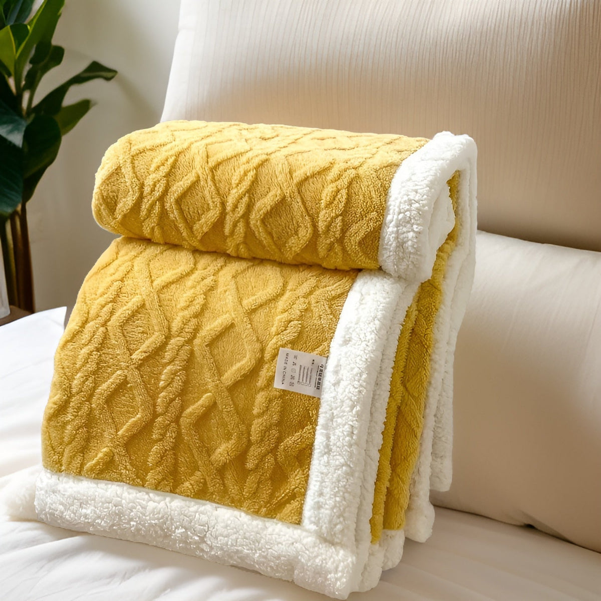 Reversible Sherpa Fleece Throw, Soft Polyester, 3 Sizes