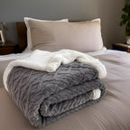 Reversible Sherpa Fleece Throw, Soft Polyester, 3 Sizes