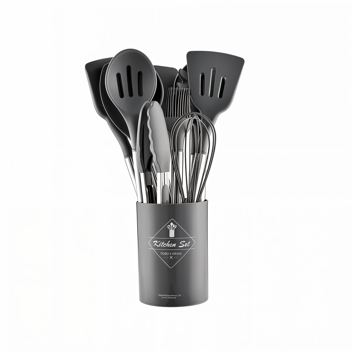 12-Piece Silicone Kitchen Utensil Set with Stainless Steel Handles