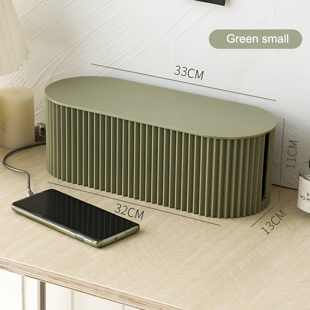 Ribbed Cable Storage Box with Lid, 33cm, Three Colours