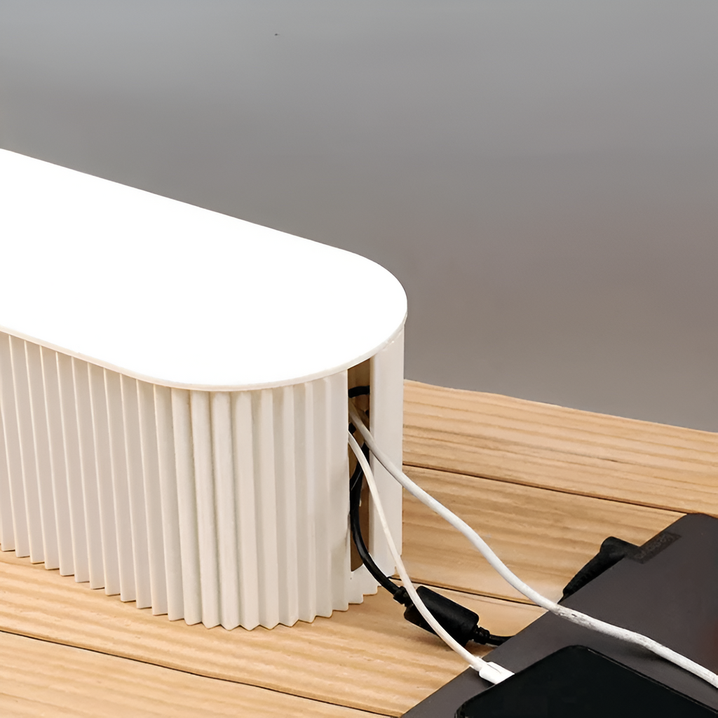 Ribbed Cable Storage Box with Lid, 33cm, Three Colours