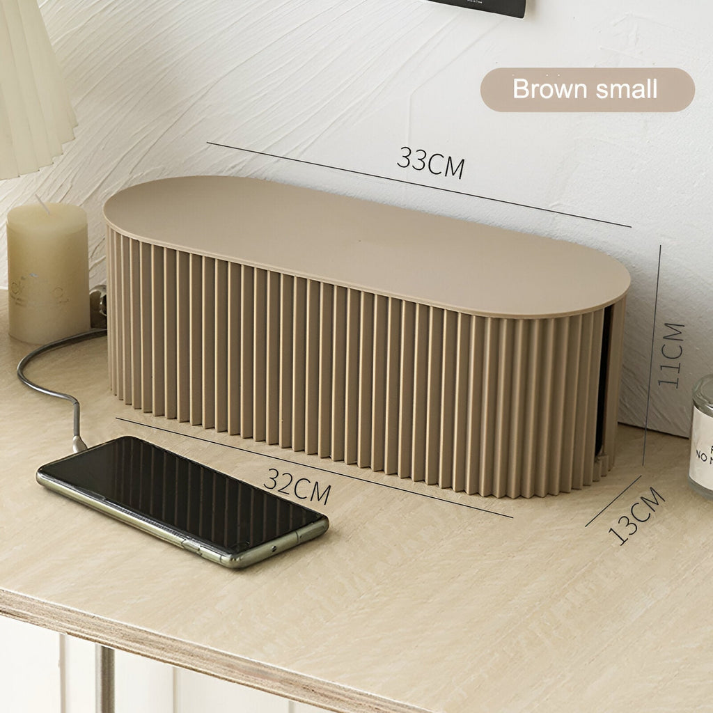 Ribbed Cable Storage Box with Lid, 33cm, Three Colours