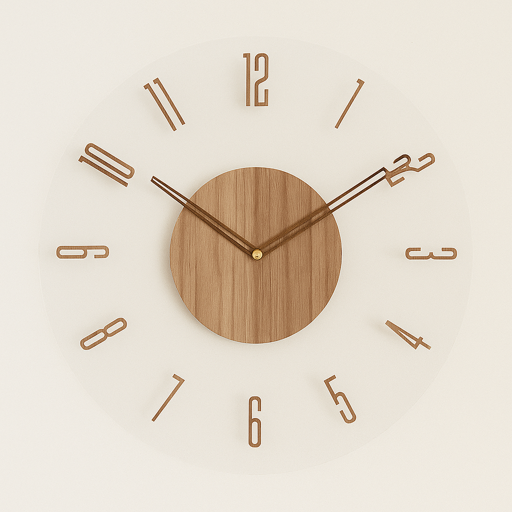 Scandi Wooden Wall Clock 35 cm with Silent Movement