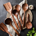 Acacia Wood Kitchen Utensil Set, 8 Pieces with Stand