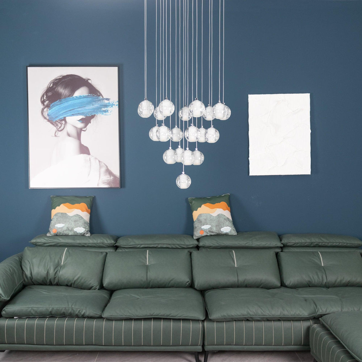 Crystal Globe Cluster Chandelier, Chrome, 1 to 50 Lights