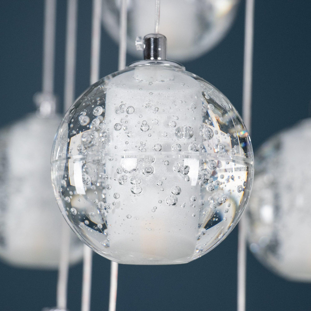 Crystal Globe Cluster Chandelier, Chrome, 1 to 50 Lights