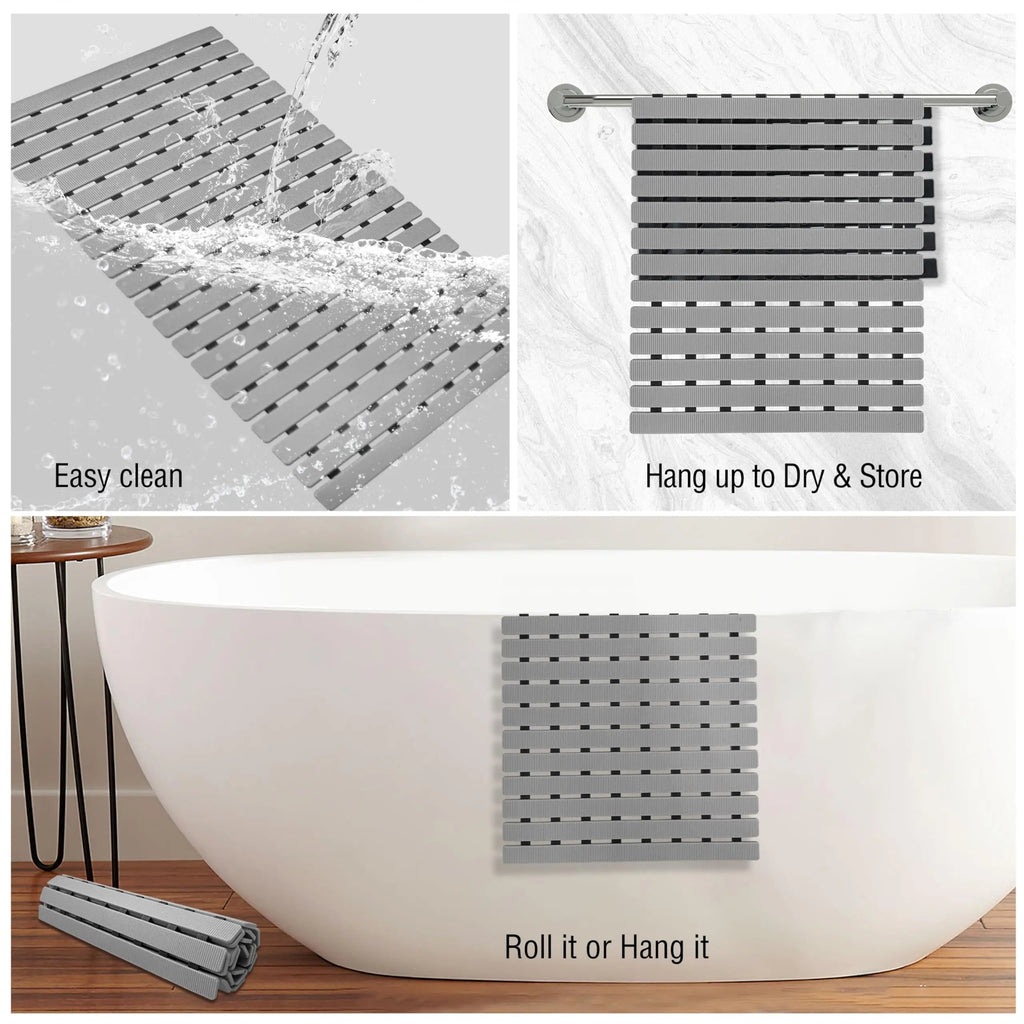 Non-Slip Bath Mat 40x63cm with Suction Cups and Drainage Holes