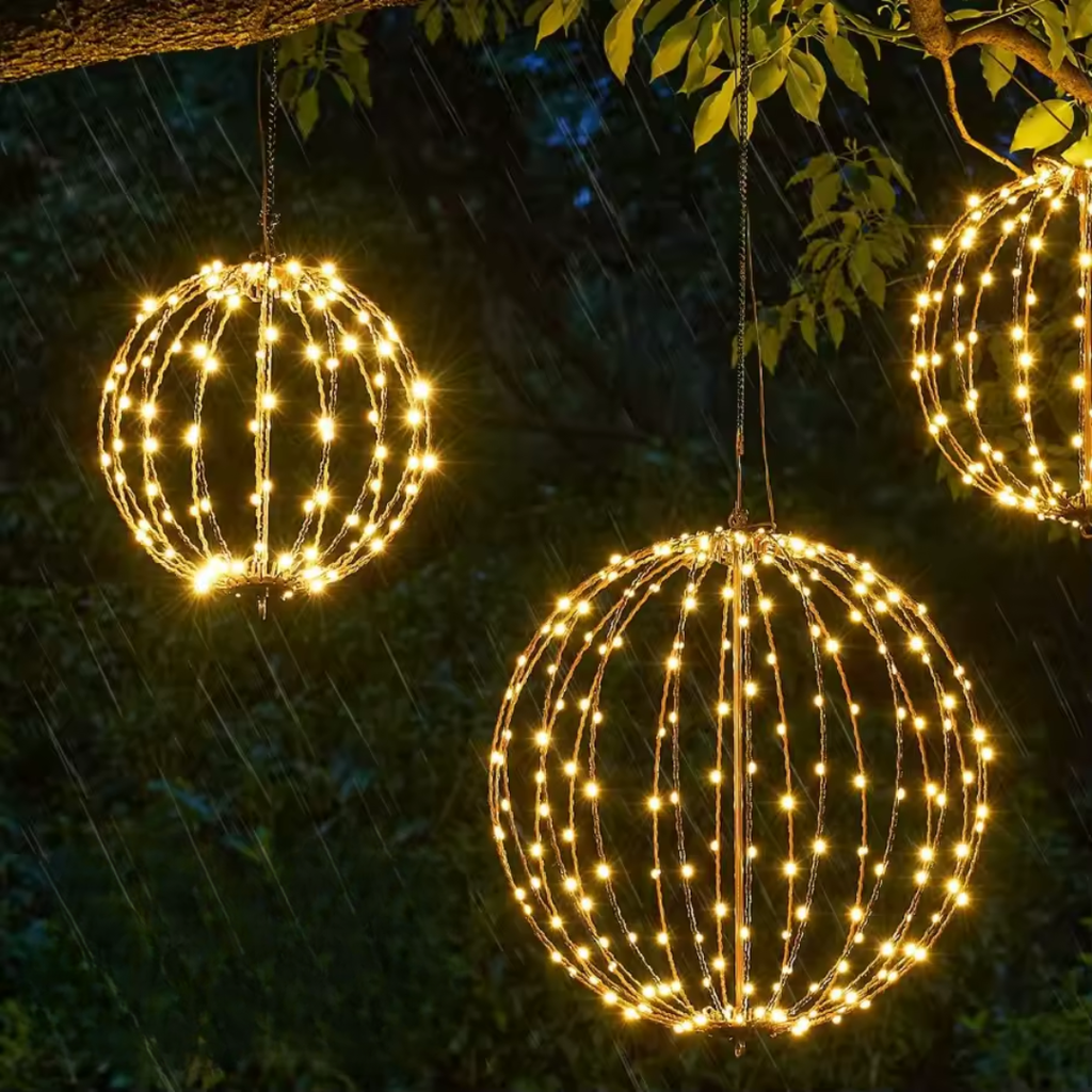 Foldable LED Metal Globe Light 30cm, Cordless, Two Modes
