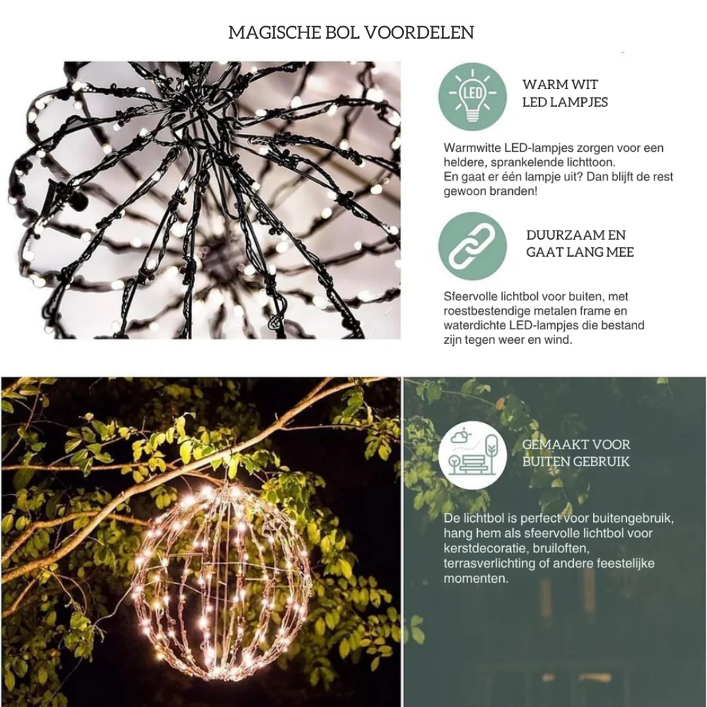 Foldable LED Metal Globe Light 30cm, Cordless, Two Modes