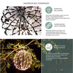 Foldable LED Metal Globe Light 30cm, Cordless, Two Modes