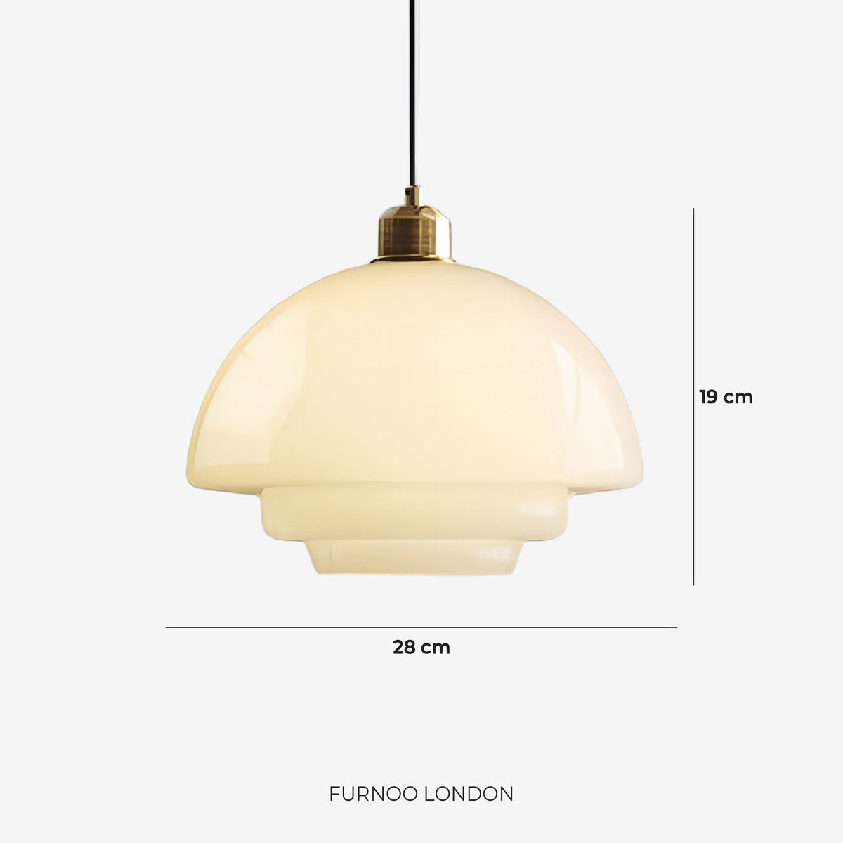 Opal White Glass Pendant Light with Brushed Brass, E27