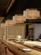 Handwoven Hemp Rope and Rattan Drum Pendant Light