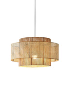 Handwoven Hemp Rope and Rattan Drum Pendant Light