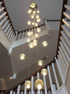 Crystal Globe Cluster Chandelier, Chrome, 1 to 50 Lights