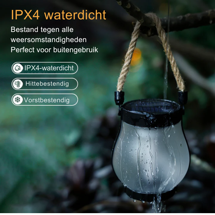 Solar Flame Effect Lantern with 22 LEDs, 25.5 cm, Hemp Rope