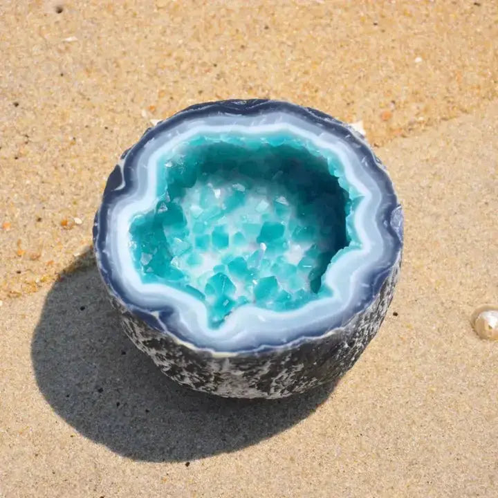 Decorative Geode Candle in Stone-Effect Bowl, Five Colours
