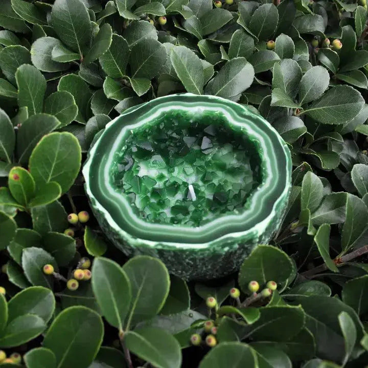 Decorative Geode Candle in Stone-Effect Bowl, Five Colours