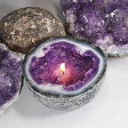 Decorative Geode Candle in Stone-Effect Bowl, Five Colours
