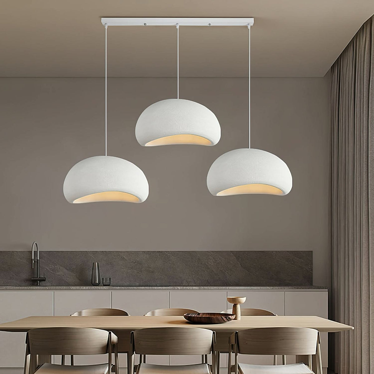 Dimmable Minimalist Pendant Light, 30-50cm, White or Grey