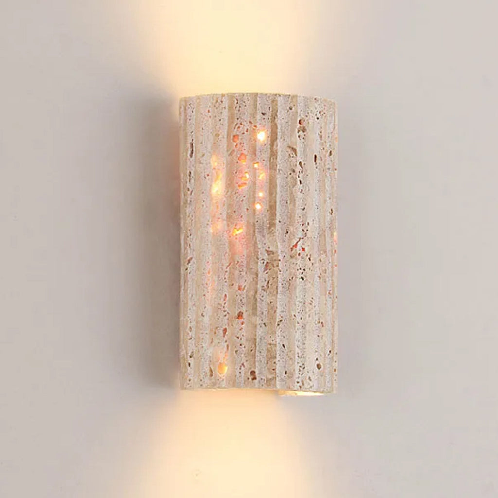 Travertine Wall Light, GU10, Half-Cylinder Design