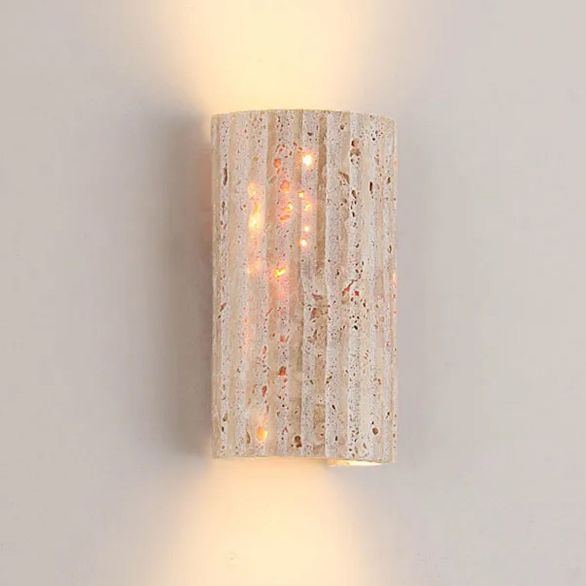Travertine Wall Light, GU10, Half-Cylinder Design