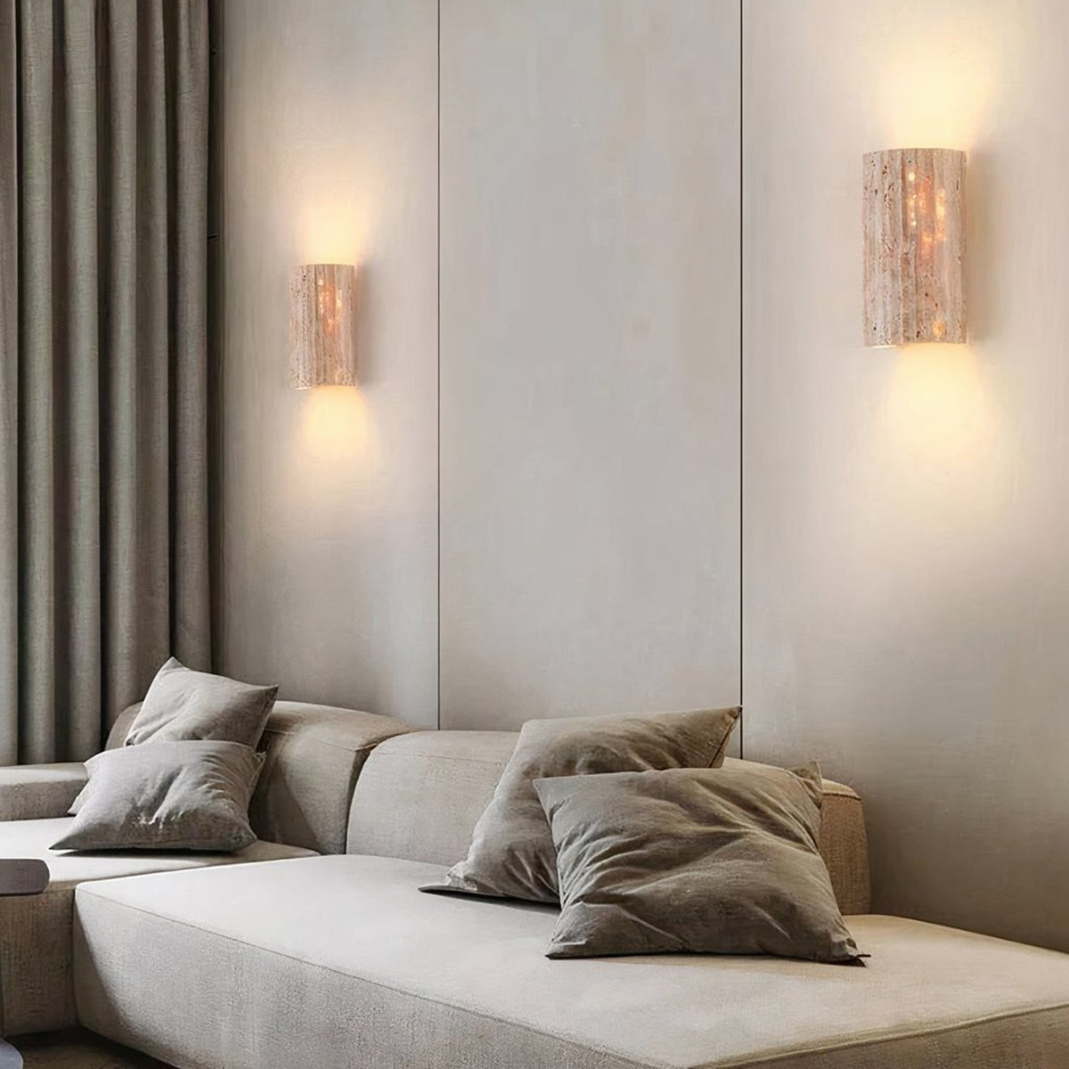 Travertine Wall Light, GU10, Half-Cylinder Design
