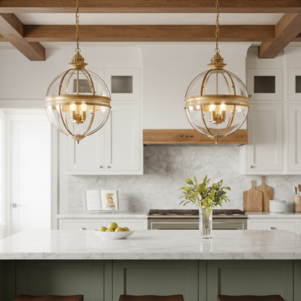 Baroque 3-Light Pendant Chandelier with Glass Shades