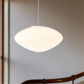 White Glass Pendant Light with LED, Danish Minimalist Design