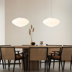 White Glass Pendant Light with LED, Danish Minimalist Design