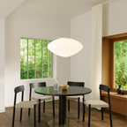 White Glass Pendant Light with LED, Danish Minimalist Design