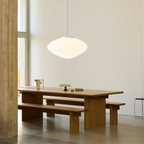 White Glass Pendant Light with LED, Danish Minimalist Design