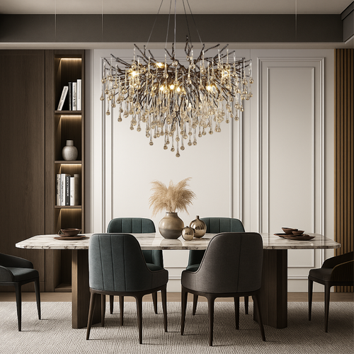 Black Raindrop Crystal Chandelier, 60 x 45cm, Warm White LED