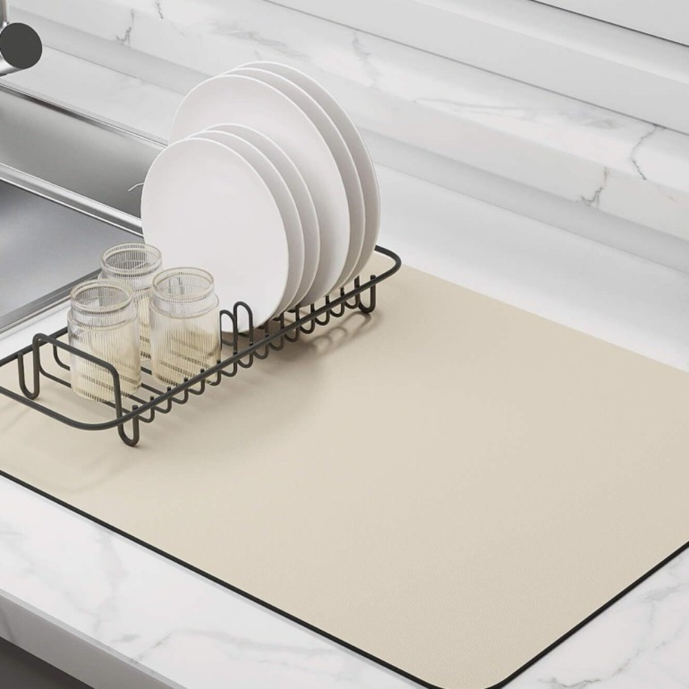 Absorbent Diatomite Coffee Mat with Non-Slip Rubber Base