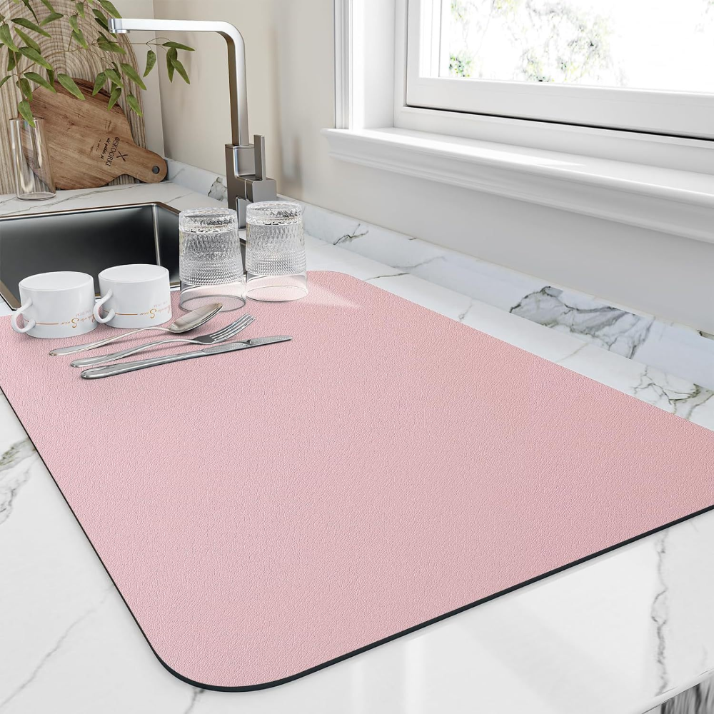 Absorbent Diatomite Coffee Mat with Non-Slip Rubber Base