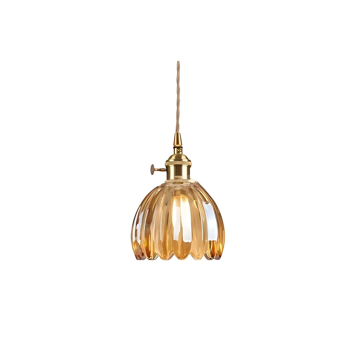 Retro Tulip Glass Pendant Light with E27 Fitting, Amber