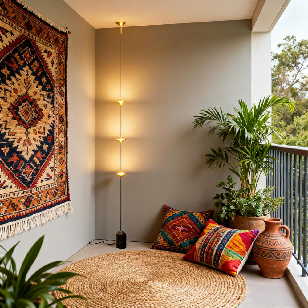 Three-Shade Pendant Light with Natural Stone Counterweight