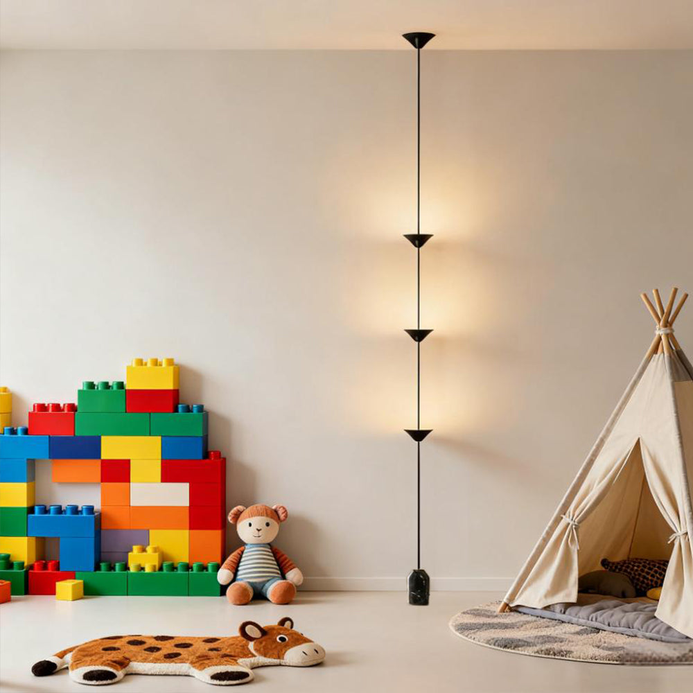 Three-Shade Pendant Light with Natural Stone Counterweight