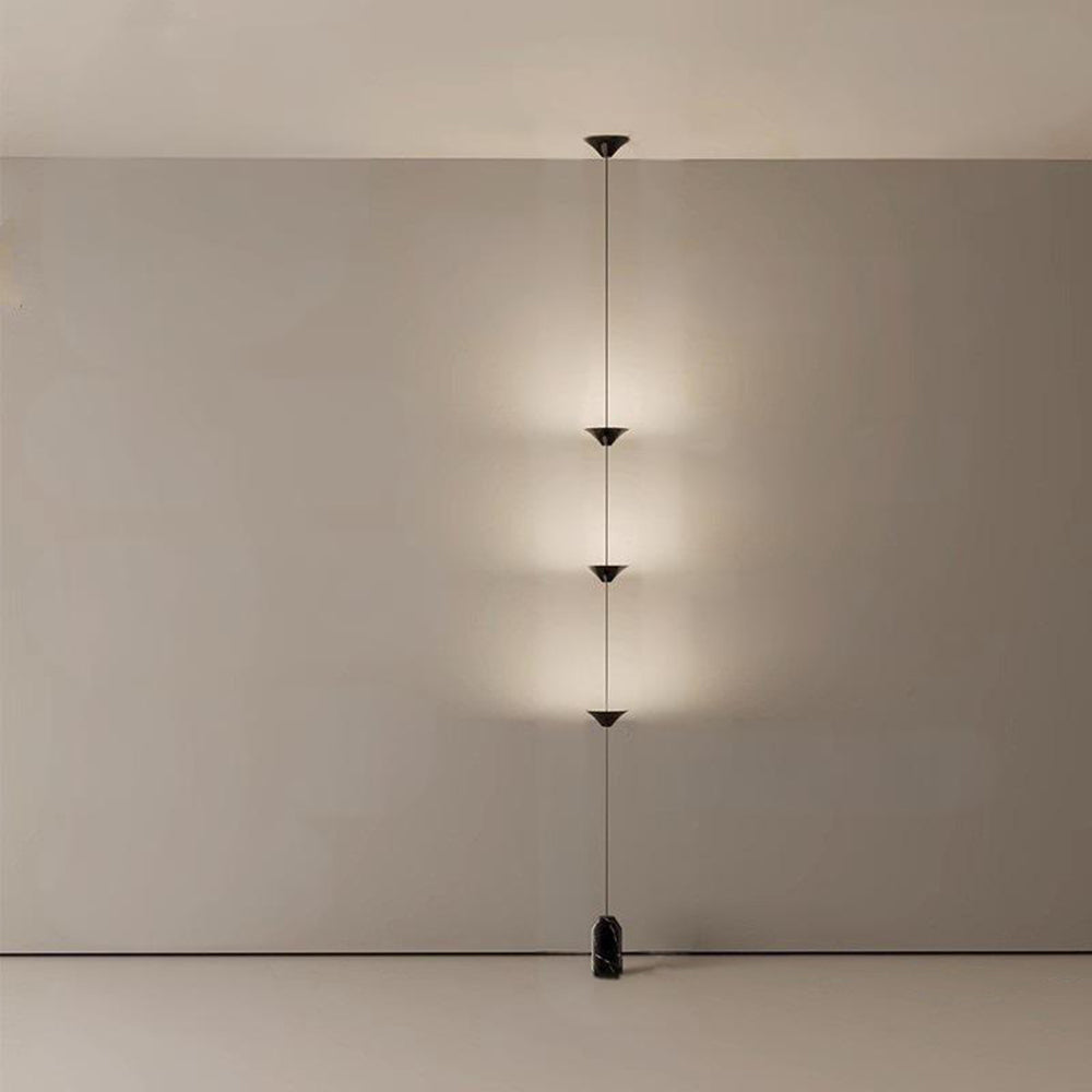 Three-Shade Pendant Light with Natural Stone Counterweight