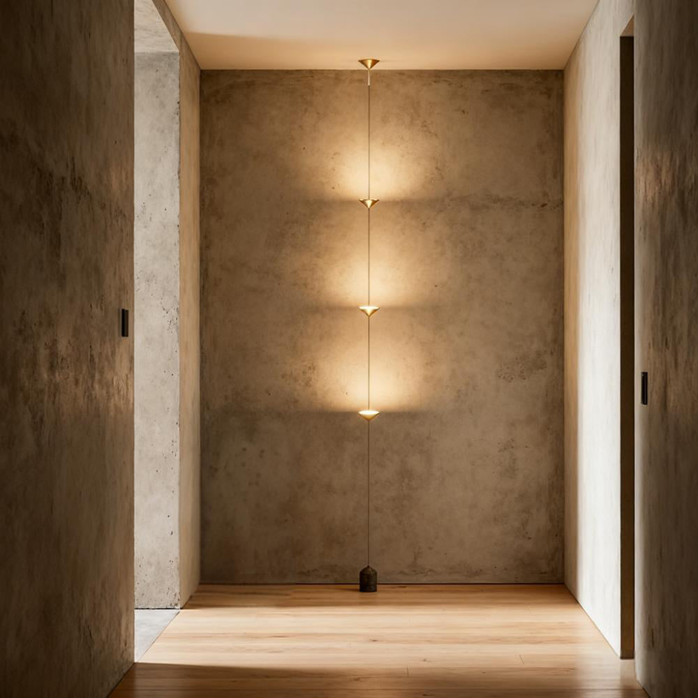 Three-Shade Pendant Light with Natural Stone Counterweight