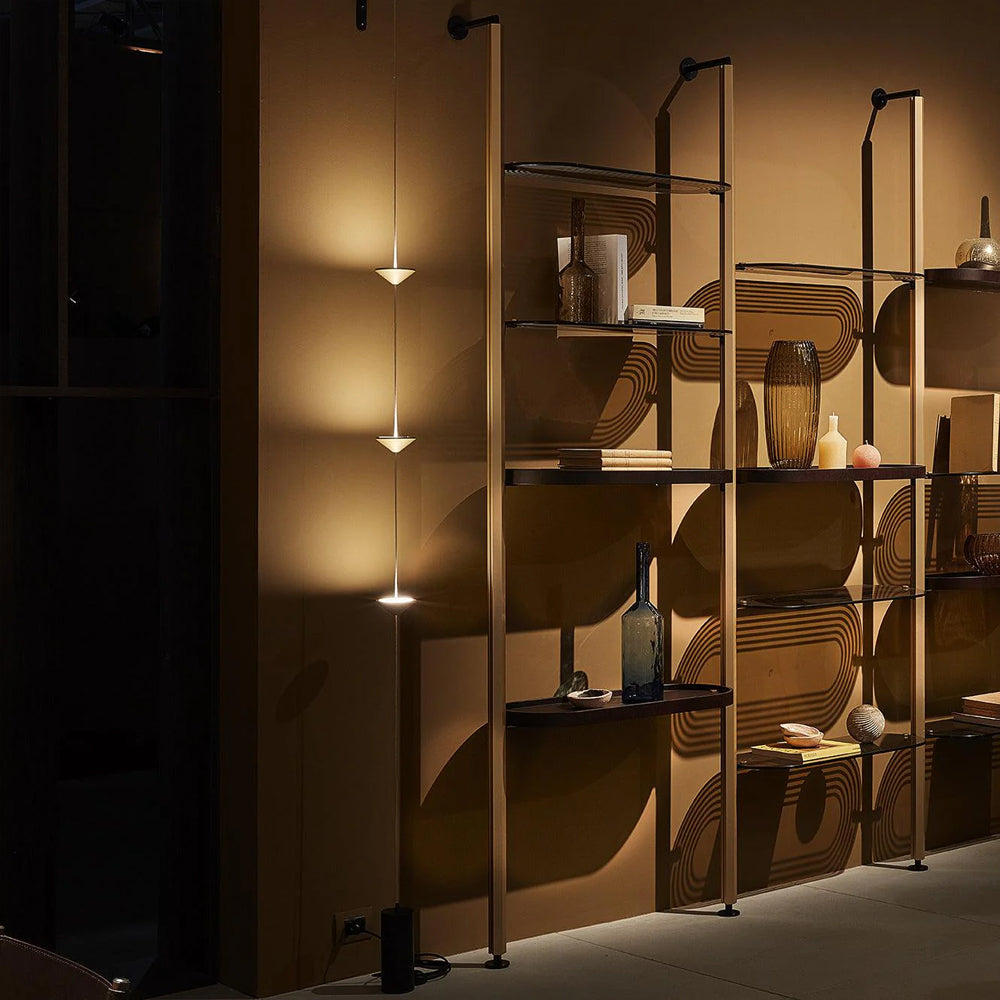 Three-Shade Pendant Light with Natural Stone Counterweight