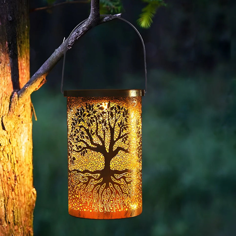 Solar Garden Lantern with Cut-Out Pattern, IP55, Hang or Stand