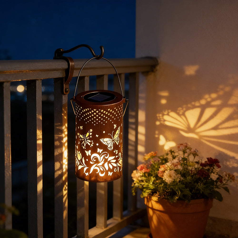 Solar Garden Lantern with Cut-Out Pattern, IP55, Hang or Stand