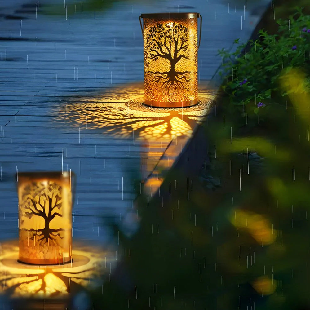 Solar Garden Lantern with Cut-Out Pattern, IP55, Hang or Stand