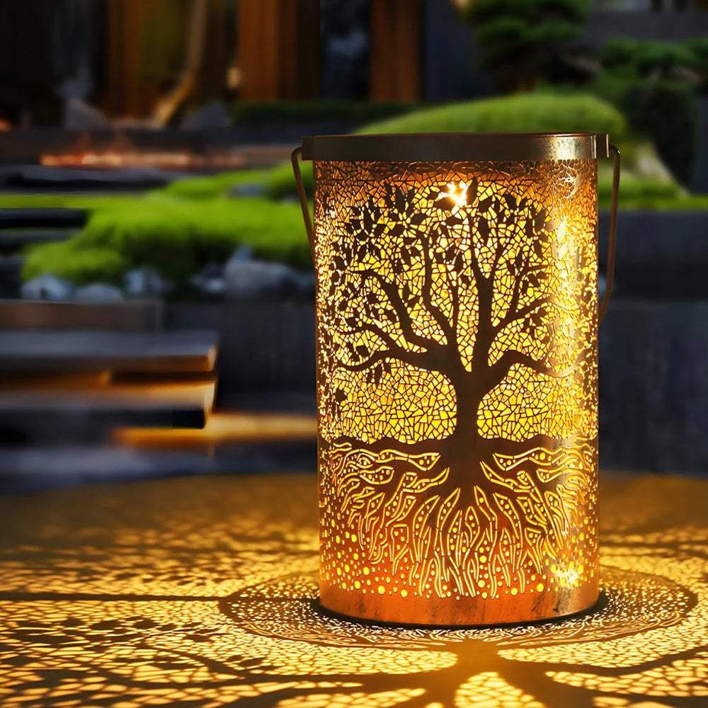 Solar Garden Lantern with Cut-Out Pattern, IP55, Hang or Stand