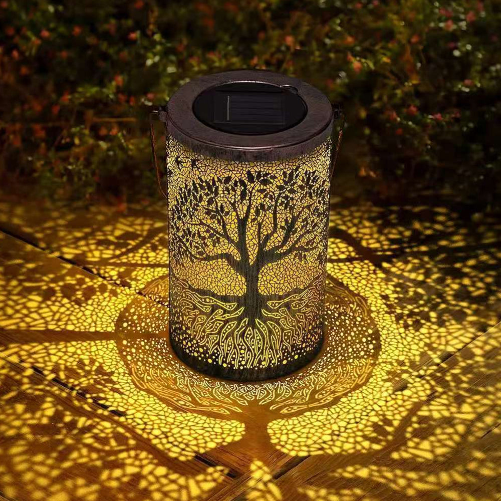 Solar Garden Lantern with Cut-Out Pattern, IP55, Hang or Stand