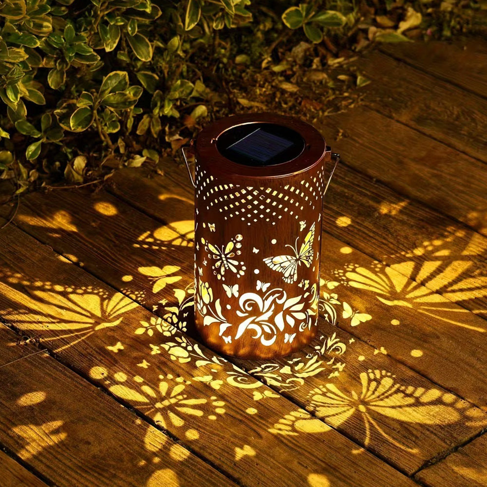 Solar Garden Lantern with Cut-Out Pattern, IP55, Hang or Stand