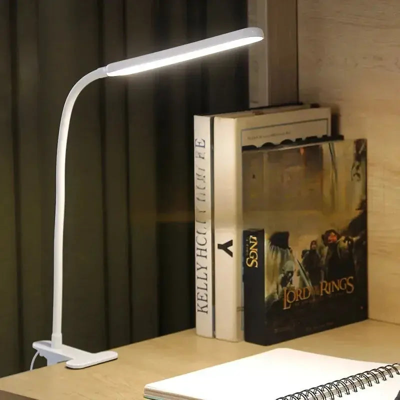 LED Clip On Gooseneck Desk Lamp, Dimmable with 3 Colour Modes