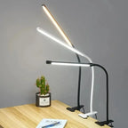 LED Clip On Gooseneck Desk Lamp, Dimmable with 3 Colour Modes