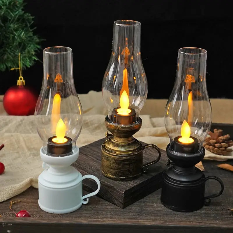Vintage LED Lantern with Flickering Flame Effect, Cordless