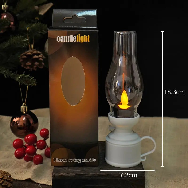 Vintage LED Lantern with Flickering Flame Effect, Cordless